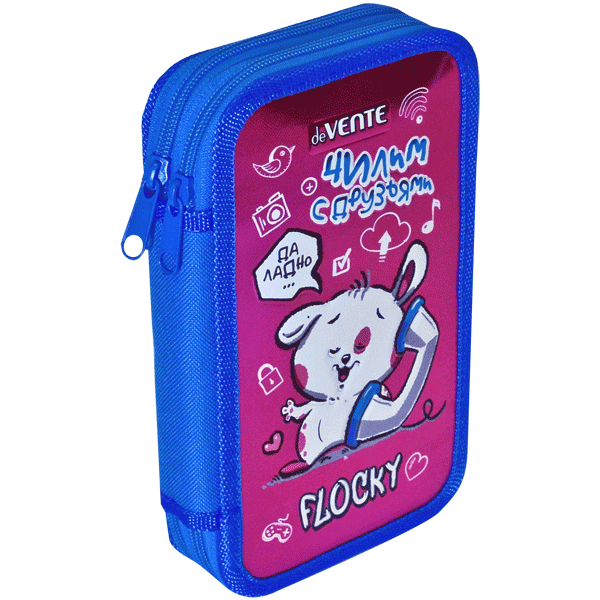 Пенал 2отд 205*120 картон с покрыт из фольги на молнии Flocky DeVente