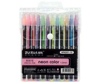 Ручки гел 12цв 1,0мм пастель Neon Color Zuixia