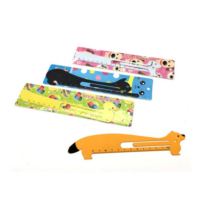 Линейка 15см Животные закладка металл 