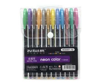 Ручки гел 12цв 1,0мм металлик Neon Color Zuixia
