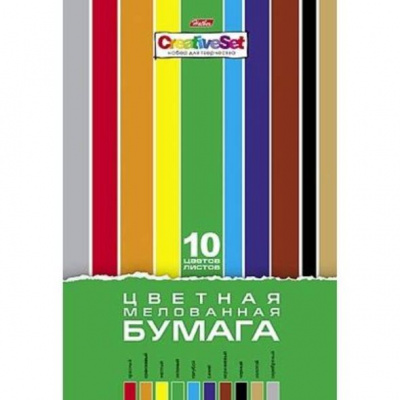 Бумага цветная А4 10цв 10л мелов. Creative Set Hatber