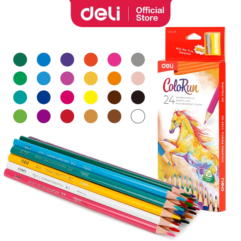 Карандаши 24цв трехгран ColoRun Deli //12
