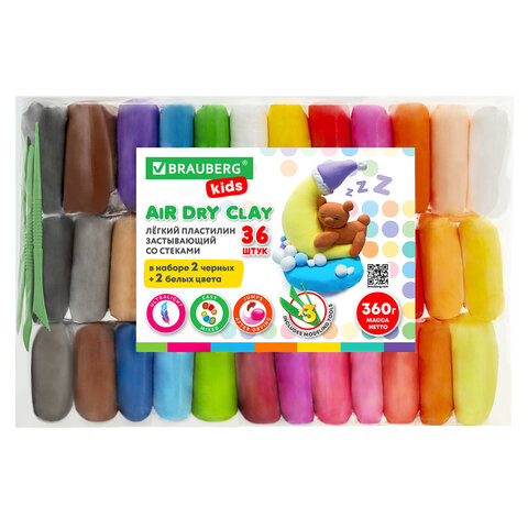Пластилин 36цв 360г супер легкий KIDS Brauberg