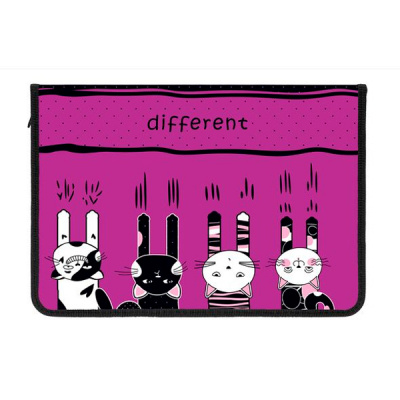 Папка д/тетрадей А4 с откидной планкой на молнии Different Hatber