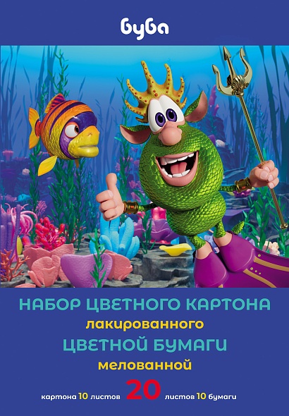 Бумага цветная А4 10цв 10л + Картон цветной 10цв 10л папка Буба Hatber