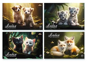 Альбом для рисования А4 40л скрепка Лесные малыши Апплика /32