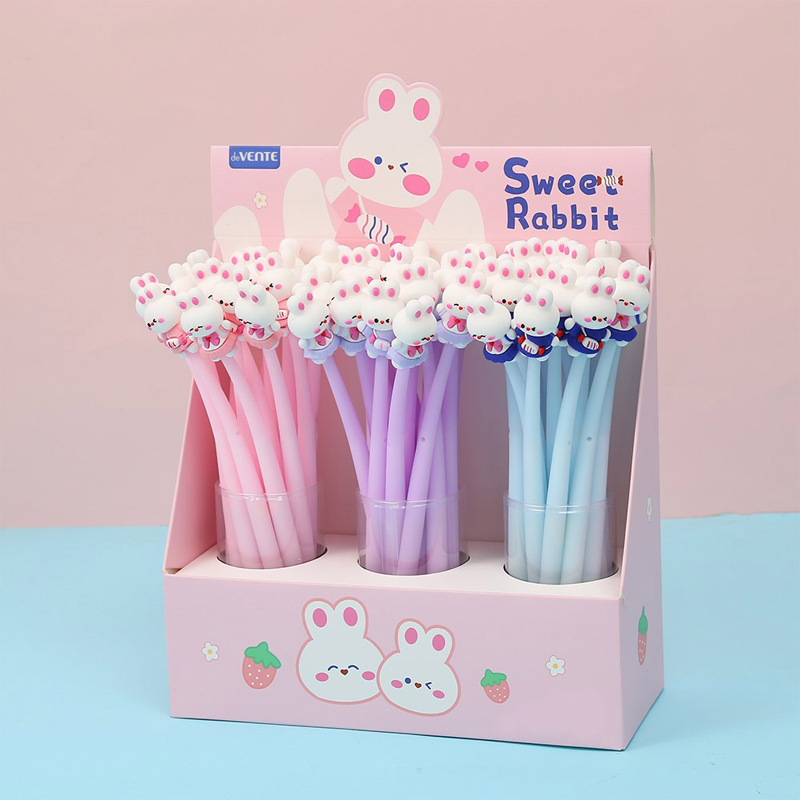 Ручка шар синяя 0,7мм силикон Sweet Rabbit deVente /24