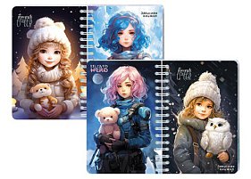 Записная книжка А6 80л клетка спираль Аниме девочка Апплика