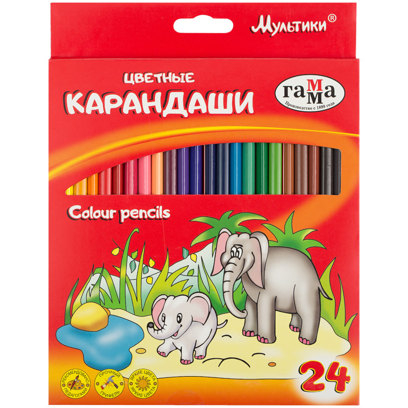 Карандаши 24цв трехгран дерево Мультики Гамма
