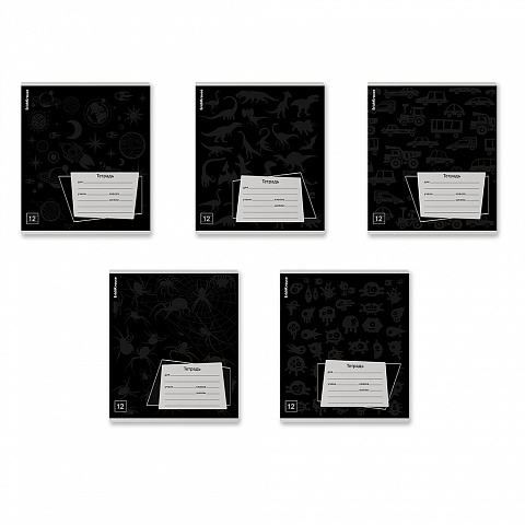 Тетрадь 12л А5 линия скрепка Black Pattern Erich Krause /10
