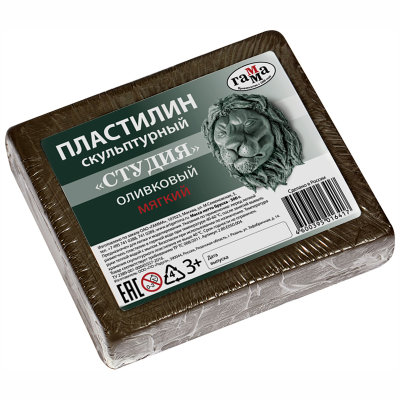 Пластилин скульптурный оливковый мягкий 500гр Гамма