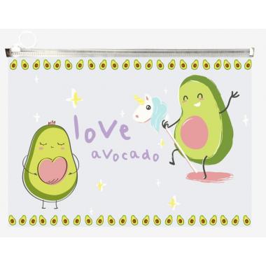 Папка на молнии А4 180мкм мат полупрозрачная с рисунком Avocado Devente/12