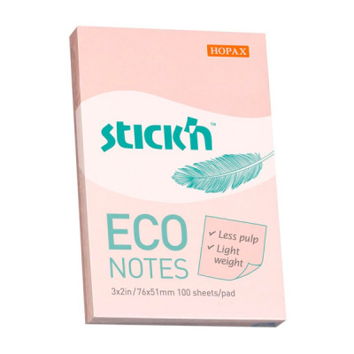Блок самокл 51*76мм 100л пастель розовый Stick`n ECO Hoрах