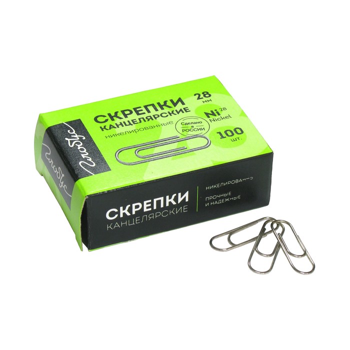 Скрепки 28мм 100шт никелированные GLOBUS