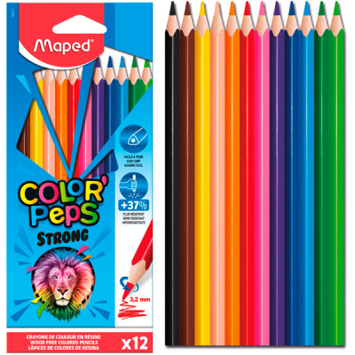 Карандаши 12цв пластик трехгран Color Peps Strong Maped 1шт