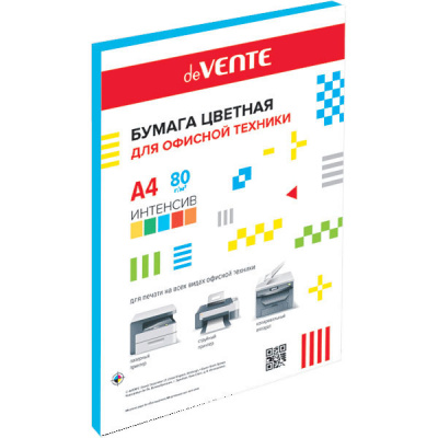 Бумага А4 50л 80г/м синий интенсив Devente 
