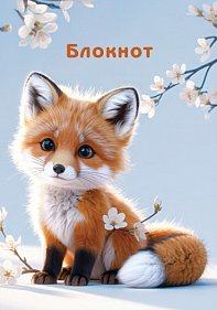 Блокнот А7 48л клетка спираль Лисенок в цветах Апплика