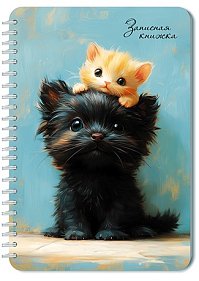 Записная книжка А5 40л клетка спираль Пушистики Апплика