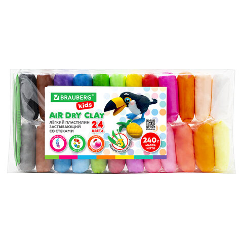 Пластилин 24цв 240г супер легкий KIDS Brauberg