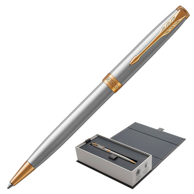 Ручка шар. Sonnet Stainless Steel CT черная корпус нерж сталь детали позол Parker