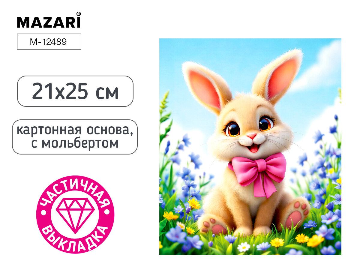 Алмазная мозаика 21*25см Зайка Mazari