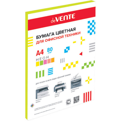 Бумага А4 50л 80г/м неон желтый Devente 