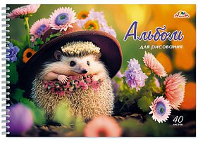 Альбом для рисования А4 40л спираль Ёжик в цветах Апплика