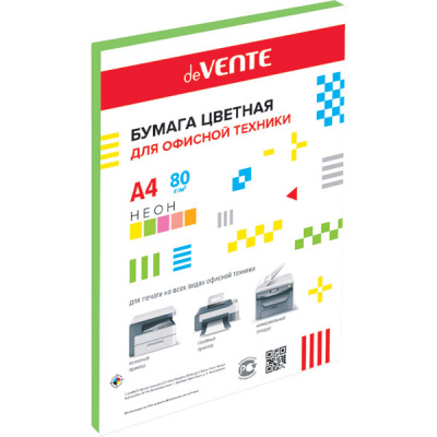 Бумага А4 50л 80г/м неон зеленый Devente 