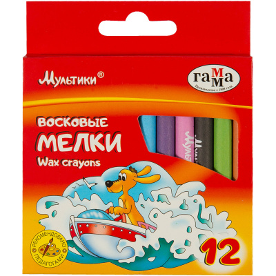 Мелки восковые 12цв Гамма Мультики круглые 
