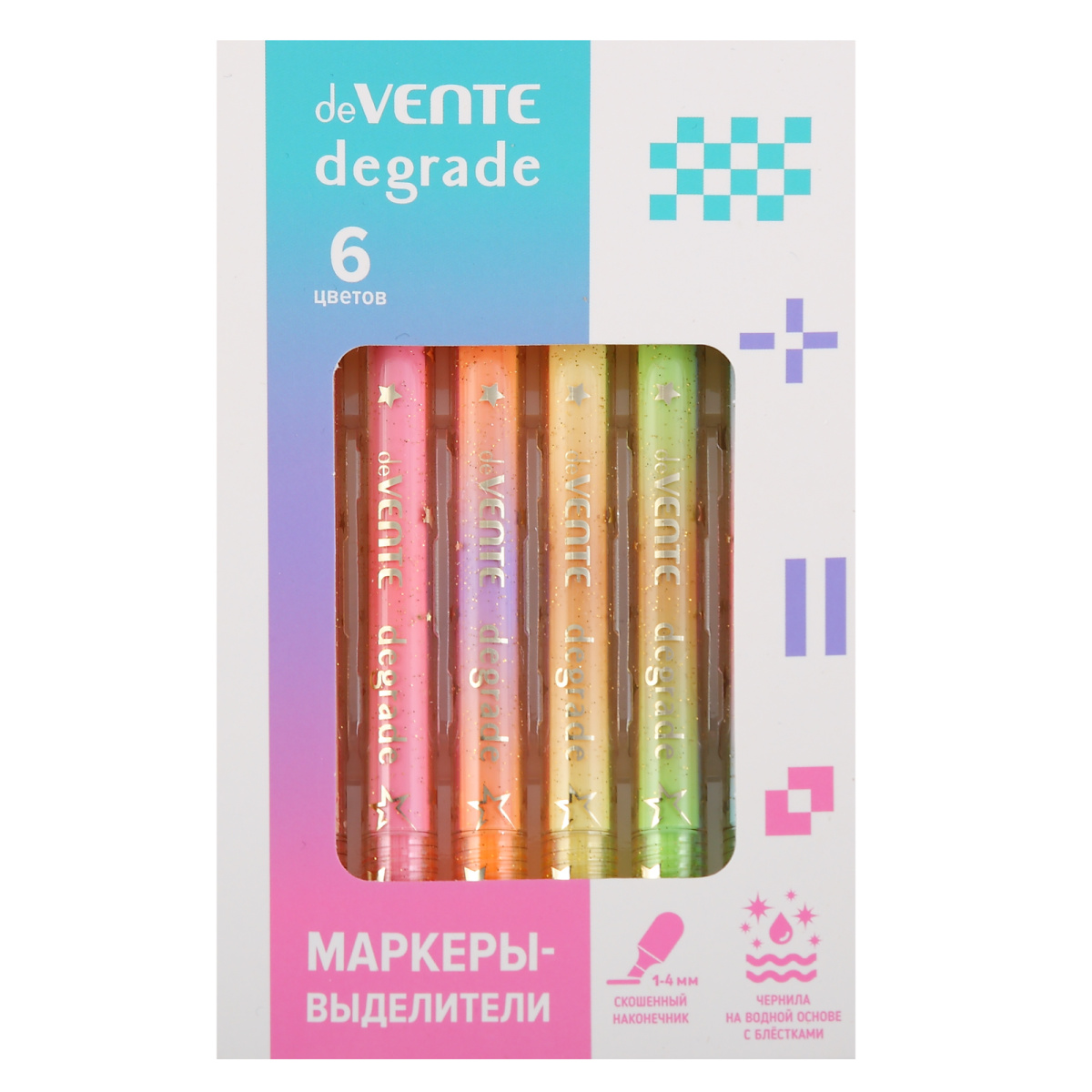Текстовыделители 6цв 1-4мм Degrade deVente