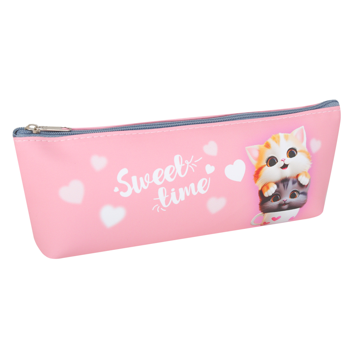 Пенал-косметичка 210*80*35мм пвх на молнии Cute cats КОКОС