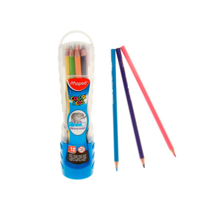 Карандаши 12цв Maped Color Peps треугол тубус подставка