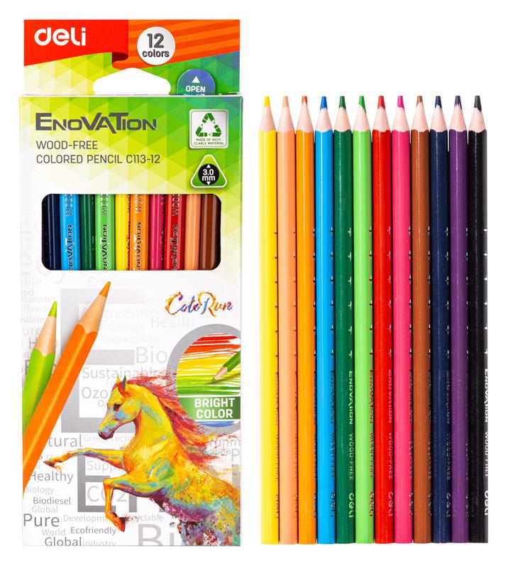 Карандаши 12цв трехгран пластик Enovation Deli /24