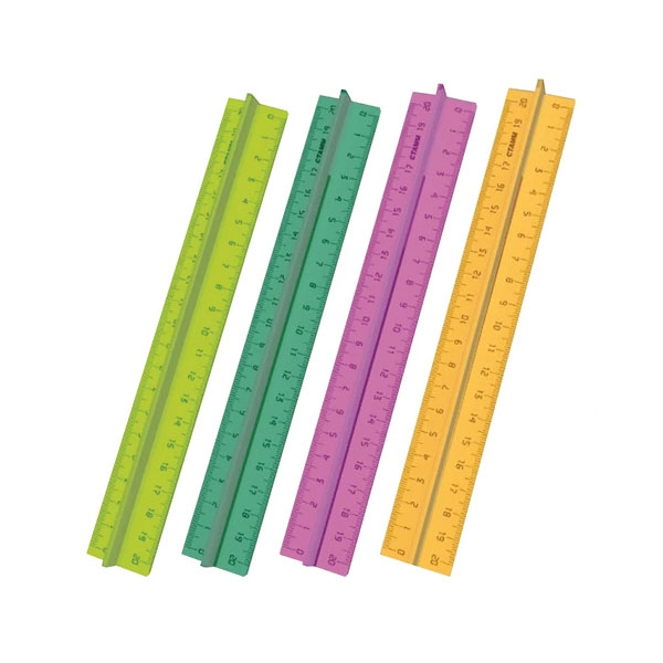 Линейка 20см с держ. Neon Cristal (4цв) прозрачная пластик Стамм /12