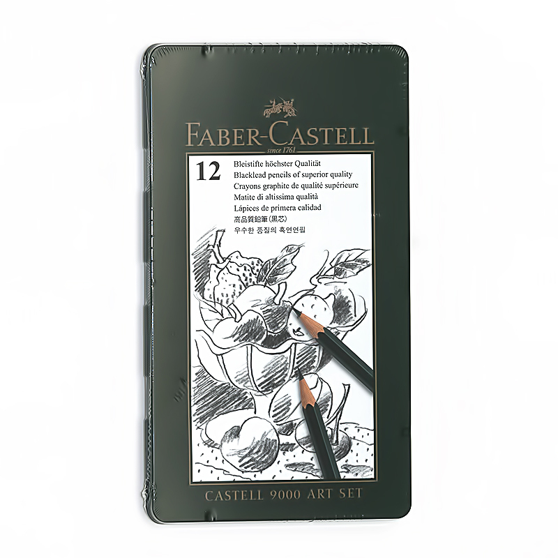 Карандаши ч/г 12шт 2H-8В металал упак Faber-Castell
