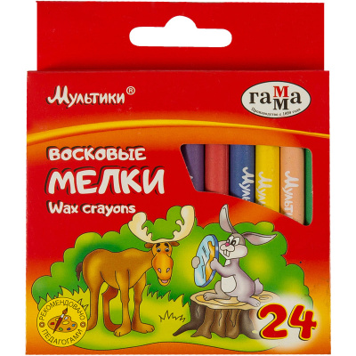 Мелки восковые 24цв Гамма Мультики круглые 