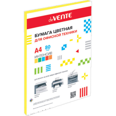 Бумага А4 50л 80г/м желтый интенсив Devente 