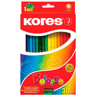 Карандаши 36цв Kores шестигранный 2,9мм с точилкой