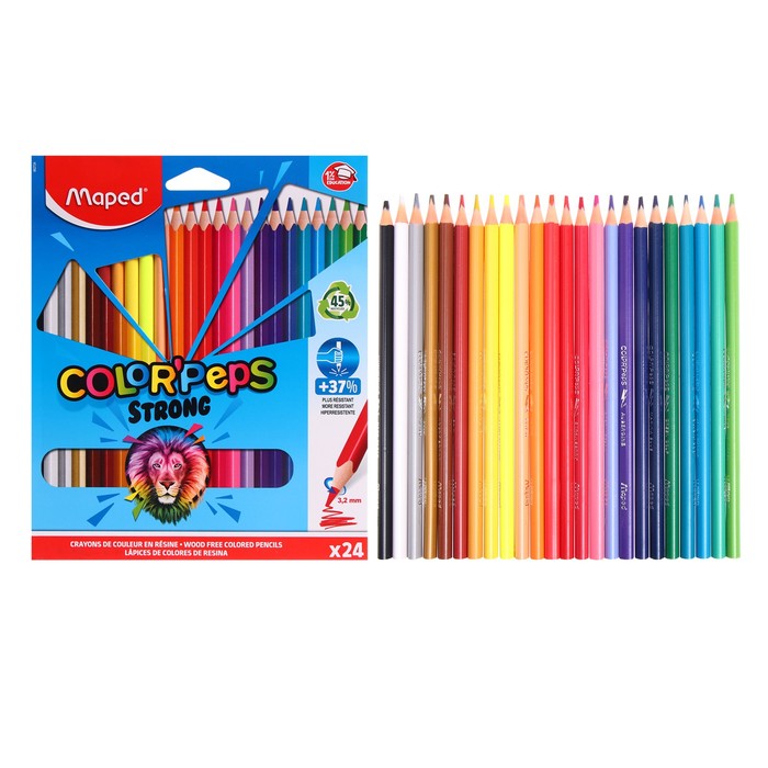 Карандаши 24цв трехгран пластик повышенной прочности Color peps Strong  Maped