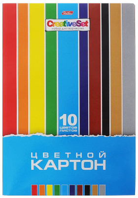 Картон цветной А4 10цв 10л Creative Set,в папке Hatber