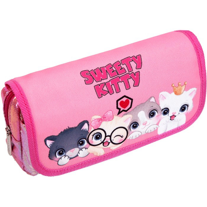 Пенал 2отд 205*95*70мм ткань на молнии Sweet Cats DeVente