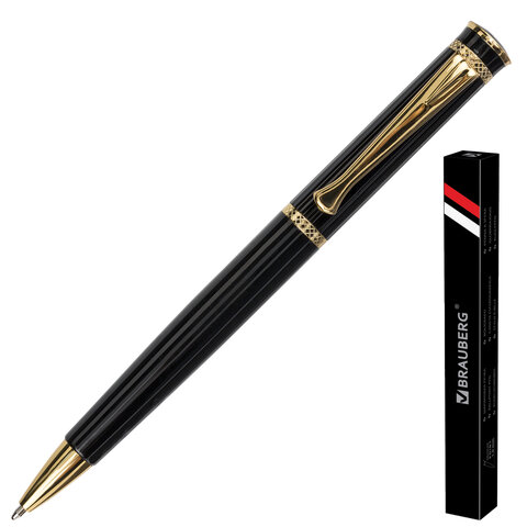 Ручка шар синяя 0,7мм подарочная Perfect Black Brauberg