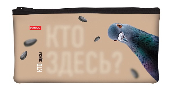 Пенал-косметичка 205*110мм ткань на молнии Кто здесь? Hatber