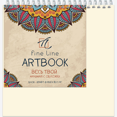 Блокнот 40л 280*280 крафт 80г Artbook Quadro Superbig Craft на гребне