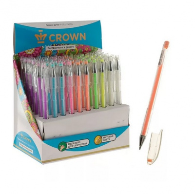 Ручка гел CROWN Hi-Jell Pastel 0,8мм ассорти 