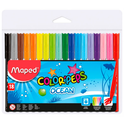 Фломастеры 18цв MAPED Color Peps Ocean супер смываемые