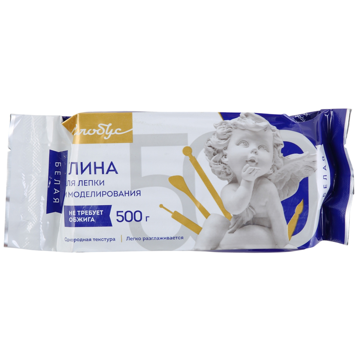 Глина для лепки 500г белая Глобус