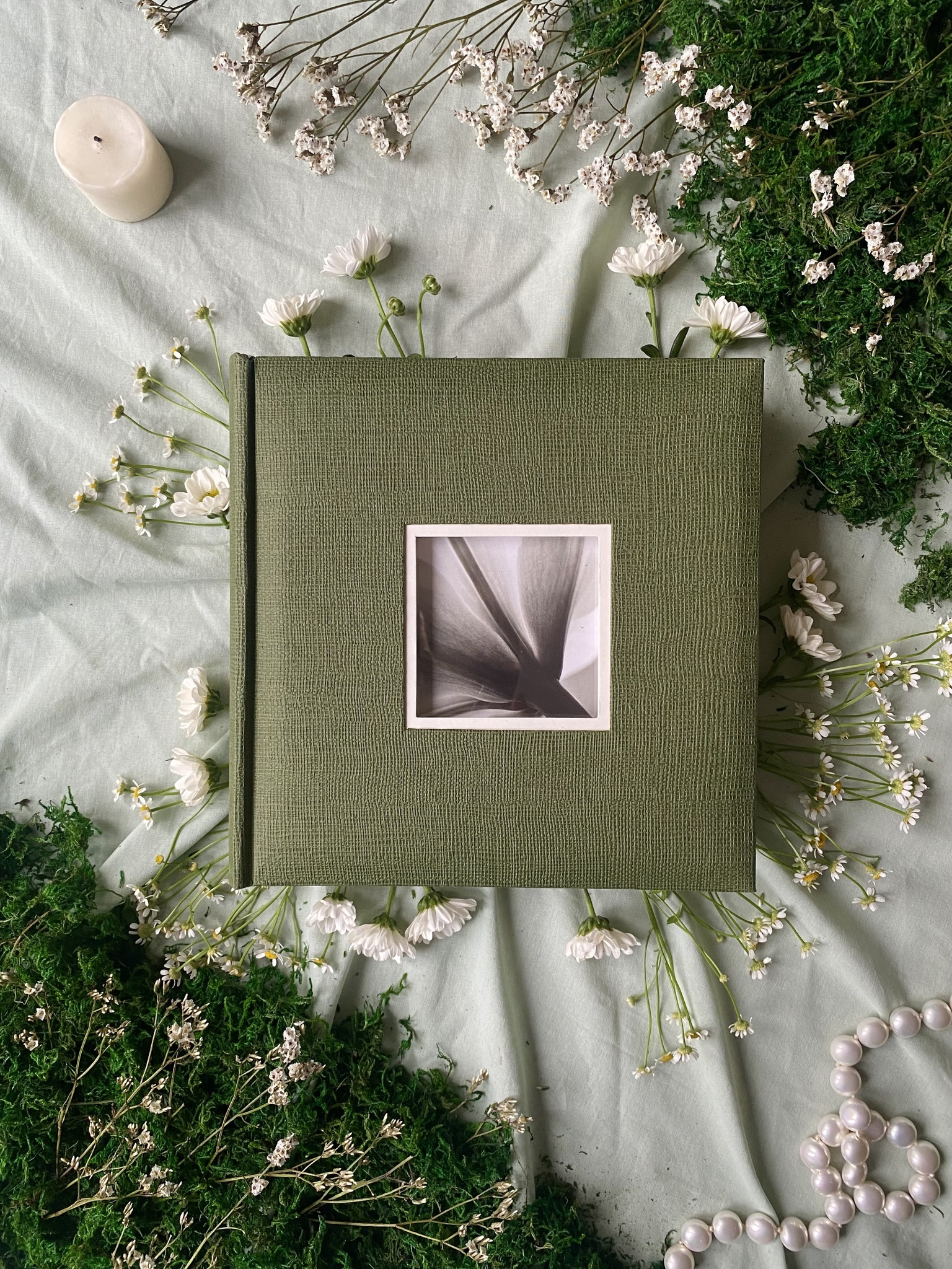 Фотоальбом 10*15/200 Green canvas с окном Делюкс Полином