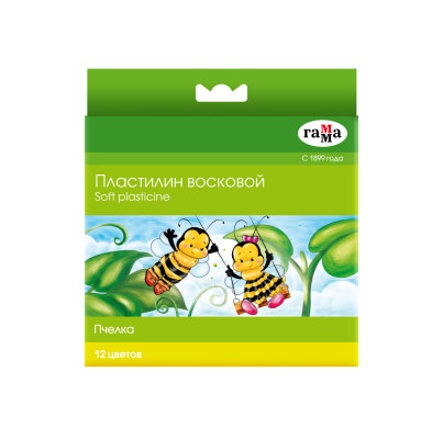 Пластилин 12цв 180гр Пчелка Гамма /16