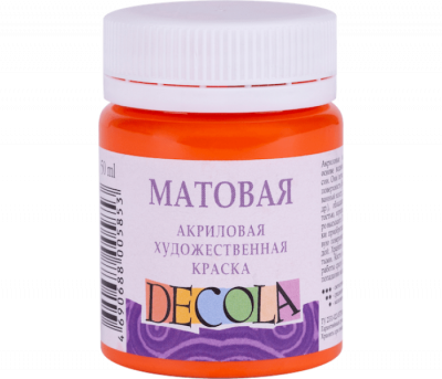 Краска 50мл акрил матовый оранжевая Декола